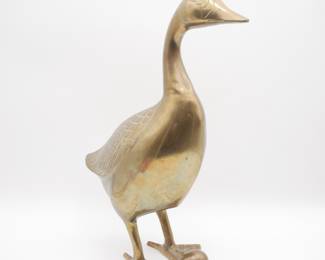 Life-Size Brass Duck Statue w/Brass Egg