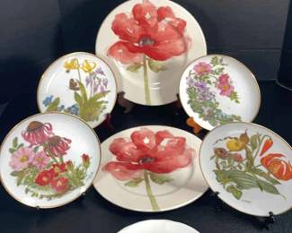 One Norway 1999 Porsgrund, 2 Royal Stanford Floral, 4 Sierra Club Franklin Porcelain 