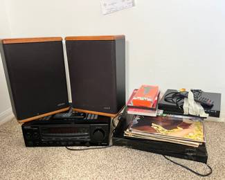 Kenwood Turntable and Receiver, Advent Speakers, DVD Player, Amazon FireStick, More