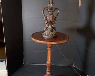 MCM Accent Lamp and Mahogany Accent Table