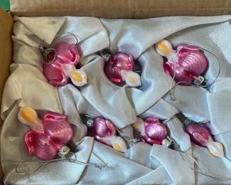 Vintage Ornaments 2 Boxes and Tumbling Santa