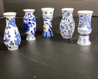 Blue White Ceramic Mini Bud Vases