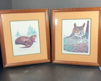 Otters Owl Painting by Carol Decker