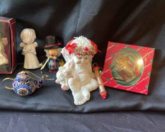 Cloisonne Teapot, Nutcracker Ornament, Reed and Barton Ornament, St. Nicholas Angels 