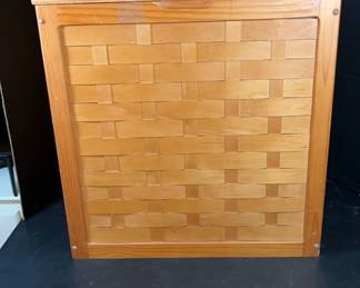 Wood Hamper, Lidded Basket with Decorative Pillows