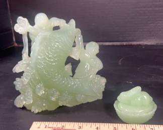 Jade Statue and Trinket Box 