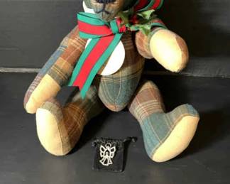Vintage Rhinestone Brooch and Xmas Plaid Bear