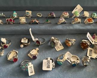 Sterling silver rings with semi precious stones