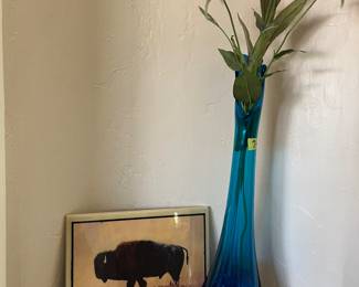 Fenton blue vase and Maderas tile