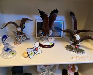 Collection of eagle sculptures 