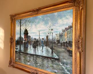 French Scene Oil on Canvas