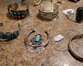 Sterling  Native American Navajo Cuff Bracelets