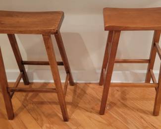 Counter Height Saddle Seat Wood Backless Bar Stools