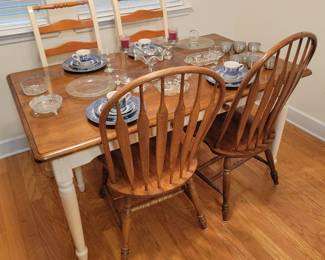 Dining Table , and 2 Pairs of Wood Side Chairs