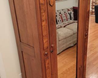 Wooden Armoire with Mirrored Door