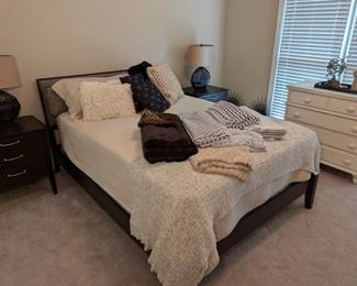 Queen Bed w/ Suede Headboard