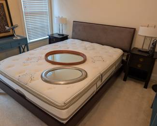 Queen Bed w/ Suede Headboard