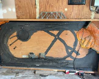 Extra large train track in wooden frame
