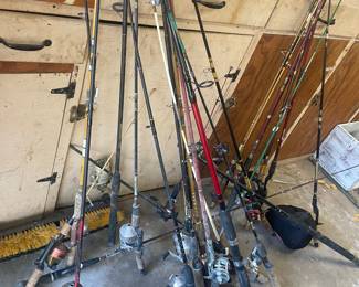 Fishing poles, reels and tackle