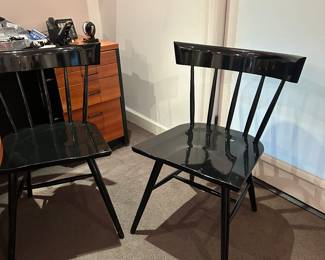 Mitchell Gold + Bob Williams black laquer chairs