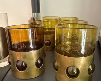 Set of 6 Filipe Derflingher Mexican brutalist glasses