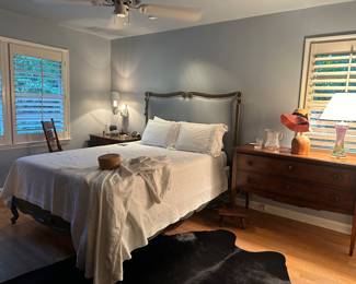 Queen bed by Phillips Scott, high end linens from Sferra, Peacock Alley, Matouk and more