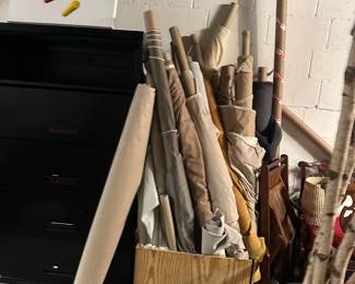 Dozens of bolts of fabrics