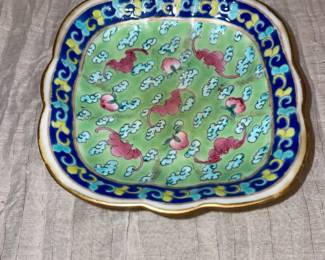 Early 20th Century Chinese Pedestal Bowl w/Wufu Bats