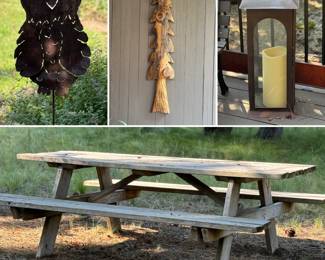 Nice picnic table and outdoor decor