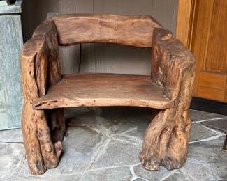 Rustic natural wood bench