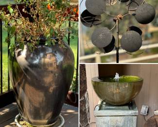 Misc outdoor decor and large planters