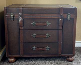 "Luggage" side table/chest of drawers