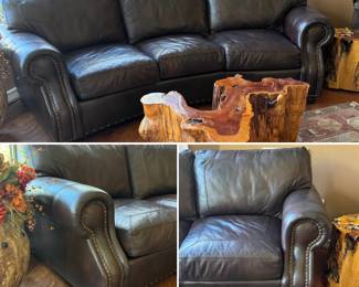 Leather sofa, slightly curved - excellent condition