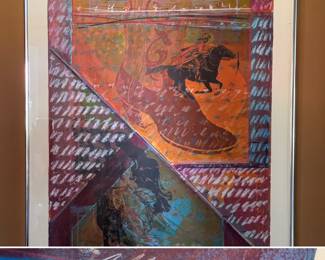 Running cowboy framed print