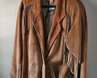 Suede leather jacket w/ fringe