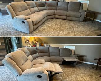 Large grey sofa - both ends recline