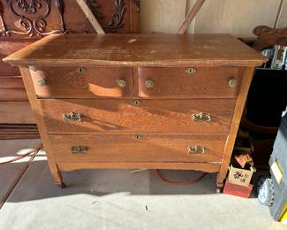 Antique 1800's Farmhouse
Oak Buffet Sidebar Dresser W/ mirror and bed set 