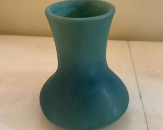 VAN BRIGGLE TURQUOISE BLUE VASE SIGNED COLORADO SPRINGS ORIGINAL 4-3/4"