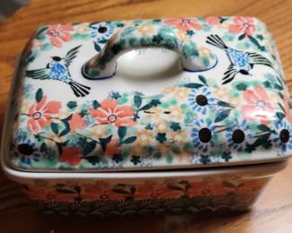 Porcelain hand painted trinket box - made in Poland