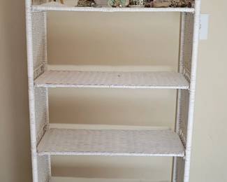 Vintage white wicker shelf