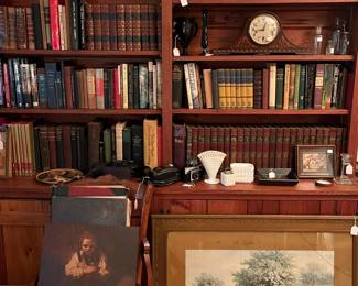 antique and collectible books, clocks, and artwork