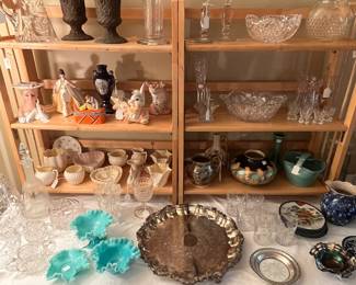 Fine Elegant Cut Glass, Several pieces of Belleek, Fostoria American