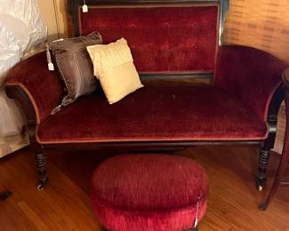Victorian velvet upholstered love seat