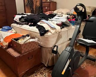 vintage wicker blanket chest, folding room divider, nice linens