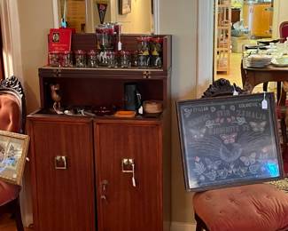 vintage bar cabinet and vintage barware