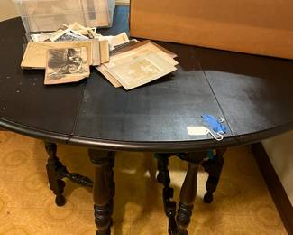 antique gateleg table, vintage photographs