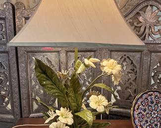 Vintage Metal Painted Tole Lamp