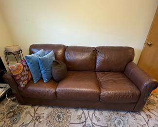 Brown leather sofa