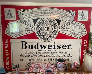 83"H x 120"W metal Budweiser sign (two pieces) Not half off on Sunday