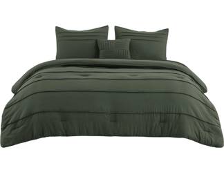 Olive green King comforter set--NEW!